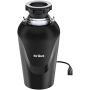 Kraus KWD100-75MBL WasteGuard Continuous Feed Garbage Disposal with 3/4 Horsepower Ultra-Quiet Motor for Kitchen Sinks with Power Cord and Flange Included, 15.25 inch, Black