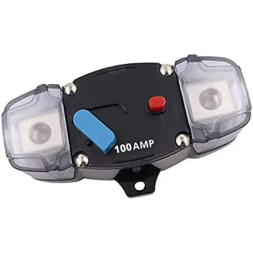 Disjoncteur KEDAKEJI 100A, Réinitialisation Manuelle, 12-48V DC, Bloc de Fusibles Inline pour Autoradio/Électronique de Moteur de Remorque/Voiture/Bateau/Camping-Car (100A) Disjoncteur KEDAKEJI 100A, Réinitialisation Manuelle, 12-48V DC, Bloc de Fusibles Inline pour Autoradio/Électronique de Moteur de Remorque/Voiture/Bateau/Camping-Car (100A)