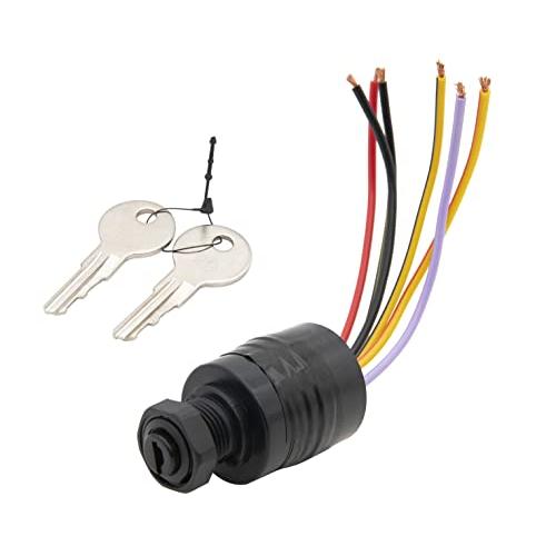 87-88107A5 Boat Ignition Switch with Key Boat Push to Choke 6 Wire Base Ignition Key Switch for Mercury with 2 Keys 6 Wire Connectors | for Mercury Push Choke Ignition