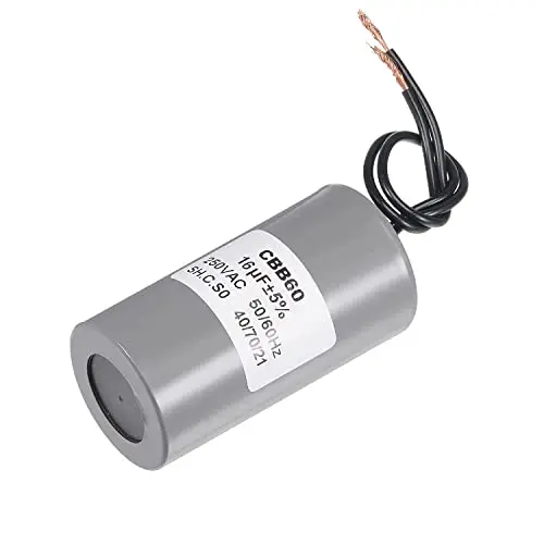 CBB60 Run Capacitor,75x38mm Cylinder for Air Compressor Water Pump Motor, 16uF 250V AC 2 Wires 50/60Hz, 1pcs