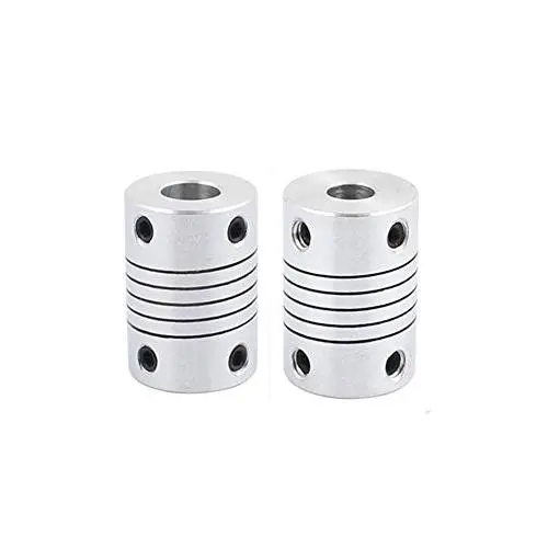 Xnrtop 8mm to 6.35mm Shaft Coupling 25mm Length 19mm Diameter Stepper Motor Coupler Aluminum Alloy Joint Connector for 3D Printer CNC Machine DIY Encoder(Pack of 2）