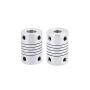 Xnrtop 8mm to 6.35mm Shaft Coupling 25mm Length 19mm Diameter Stepper Motor Coupler Aluminum Alloy Joint Connector for 3D Printer CNC Machine DIY Encoder(Pack of 2）