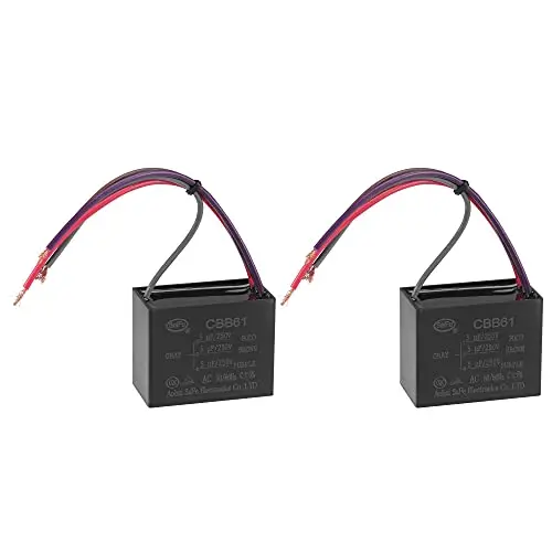 uxcell Ceiling Fan Capacitor CBB61 5/5/5uF 250V AC 4 Wires Metallized Polypropylene Film Capacitor 48x38x26mm for Electric Fan Pump Motor Generator 2Pcs