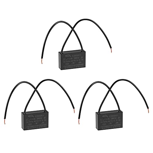 uxcell Ceiling Fan Capacitor CBB61 1.2uF 250V AC 2 Wires Metallized Polypropylene Film Capacitor 36x23x12mm for Electric Fan Pump Motor Generator 3Pcs