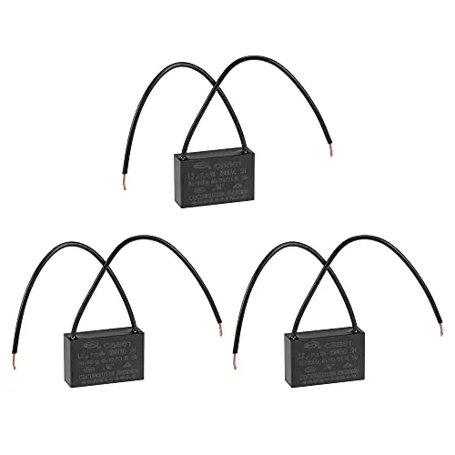 uxcell Ceiling Fan Capacitor CBB61 1.2uF 250V AC 2 Wires Metallized Polypropylene Film Capacitor 36x23x12mm for Electric Fan Pump Motor Generator 3Pcs