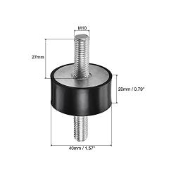 uxcell M10 Rubber Mounts, 2pcs Male/Male Shock Absorber, for Motor Generator Compressor Garage Reverse Pump Impact Air Generator Bobbins, D40mmxH20mm