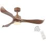 WINGBO 52’’ Modern Ceiling Fan with Lights and Remote, Industrial Walnut Ceiling Fan, 3 Curved Blades, Reversible Motor, Indoor LED Ceiling Fan for Kitchen Bedroom Living Room, ETL Listed