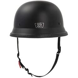 German Style Motorcycle Helmet, Thin Skull Cap Half Helmet for Adult Men Women, Novelty DOT Half Shell Helmet, Retro Half Face Helmet for Cruiser Scooter Chopper, DOT Approved (Matte Black, Large)