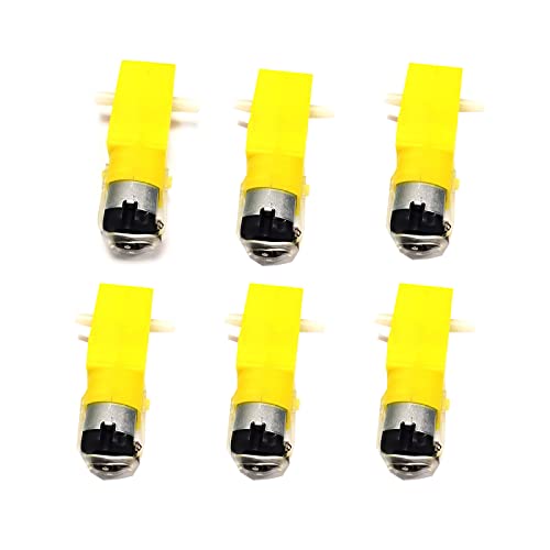 DC 3~6V Gear Motor Wheel and Motor, for Smart Car Robot Pack of 6