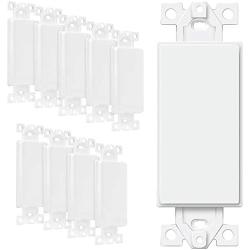 ENERLITES Blank Adapter Insert for Decorator Wall Plates, Unbreakable Polycarbonate Thermoplastic, UL Listed, 6001-W-10PCS, White, 10 Piece
