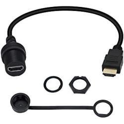 CERRXIAN 30cm HDMI 2.0 4K x 2K 60Hz Male to Female Car Mount Dash Flush Mount Extension Cable for Car, Boat, Motorcycle, Truck Dashboard(HDMI)