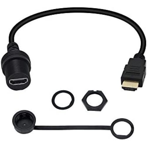 CERRXIAN 30cm HDMI 2.0 4K x 2K 60Hz Male to Female Car Mount Dash Flush Mount Extension Cable for Car, Boat, Motorcycle, Truck Dashboard(HDMI)