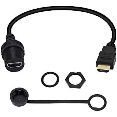 CERRXIAN 30cm HDMI 2.0 4K x 2K 60Hz Male to Female Car Mount Dash Flush Mount Extension Cable for Car, Boat, Motorcycle, Truck Dashboard(HDMI)
