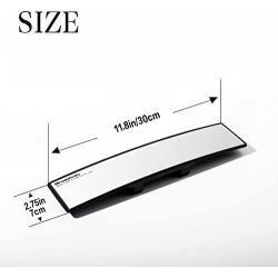 VARGTR 12 Inch Wide Angle Rear View Mirror,Universal Car Interior Rearview Mirror Clip On Panoramic Rearview Mirror Wide Angle Convex, Flat Easy Clip On Car Rearview Mirror (White HD mirror)