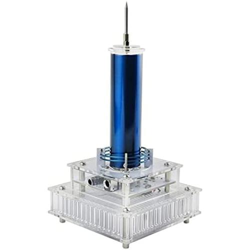 Music Tesla Coil, Amazing Desktop Ornament,Lightning Maker Impressive Ideal Science and Technology Physics Gift,and 2 DIY Small Tesla Coil Kit (Blue-Silver)