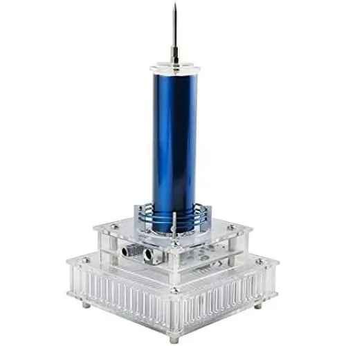 Music Tesla Coil, Amazing Desktop Ornament,Lightning Maker Impressive Ideal Science and Technology Physics Gift,and 2 DIY Small Tesla Coil Kit (Blue-Silver)