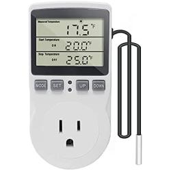 KETOTEK Digital Thermostat Outlet Plug Temperature Controller Outlet Socket 120V Heating Cooling Control 110V 15A Celsius/Fahrenheit Display