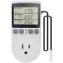 KETOTEK Digital Thermostat Outlet Plug Temperature Controller Outlet Socket 120V Heating Cooling Control 110V 15A Celsius/Fahrenheit Display