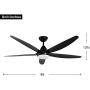 Indoor Ceiling Fan Light Fixtures - Black Remote LED 56 Ceiling Fans For Bedroom,Living Room,Dining Room Including Motor,5-Blades,Remote Switch