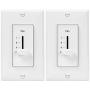 ENERLITES 3 Speed Decora in Wall Ceiling Fan Control, Slide Switch, 120VAC, 2.5A, Single-Pole, Neutral Wire NOT Required, 17000-F3-W2P, White, 2 Pack