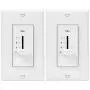 ENERLITES 3 Speed Decora in Wall Ceiling Fan Control, Slide Switch, 120VAC, 2.5A, Single-Pole, Neutral Wire NOT Required, 17000-F3-W2P, White, 2 Pack