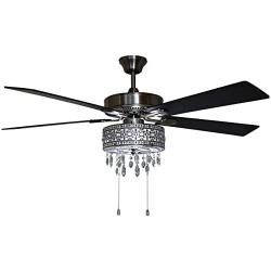River of Goods LED Ceiling Fan with Crystal Chandelier - 52