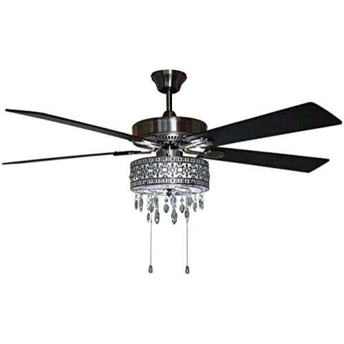 River of Goods LED Ceiling Fan with Crystal Chandelier - 52