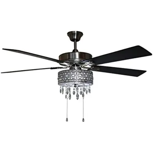River of Goods LED Ceiling Fan with Crystal Chandelier - 52