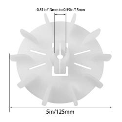 Rrina Motor Fan Blade 5in/125mm Round Shape White Plastic with 10 Vanes for Motor Spindle diameters 0.51in/13mm to 0.59in/15mm