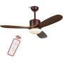 ALUOCYI 48 inch Wood Ceiling Fan with Lights and Remote, 3 Carved Wood Fan Blade Ceiling Fans,Noiseless Reversible Motor, Oil Rubbed Bronze Damp Rated for House Bedroom Living Room indoor Outdoor