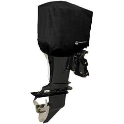 Seamander Outboard Motor Cover 10 - 200 HP Engines Cover Waterproof Boat Cover (Half Outboard fits 10 hp, Black(300D))