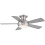 WAC Smart Fans Odyssey Indoor and Outdoor 5-Blade Flush Mount Ceiling Fan 44in Brushed Nickel with 3000K LED Light Kit and Remote Control works with Alexa and iOS or Android App