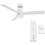 Axis Smart Indoor and Outdoor 3-Blade Ceiling Fan 52in Matte White with 3000K LED Light Kit and Remote Control works with Alexa, Google Assistant, Samsung Things, and iOS or Android App