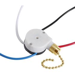 Ceiling Fan Switch ZE-208s E89885 3 Speed 4 Wire Fan Light Switch Replacement Part Speed ControlPull Chain Switch (Brass Chain)