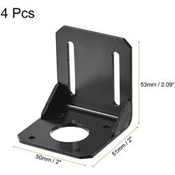MECCANIXITY Motor Bracket Motor Mounting Holder 53x50x51mm Black for 42mm NEMA 17 Stepper Motor with Screws 4 Set