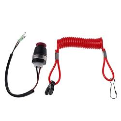 Holdia Boat Lanyard Kill Urgent Stop Switch & Safety Lanyard Compatible with Mercruiser Marine Mercury Tohatsu Outboard Engine Motor- Safety Tether Lanyard Cord Kit
