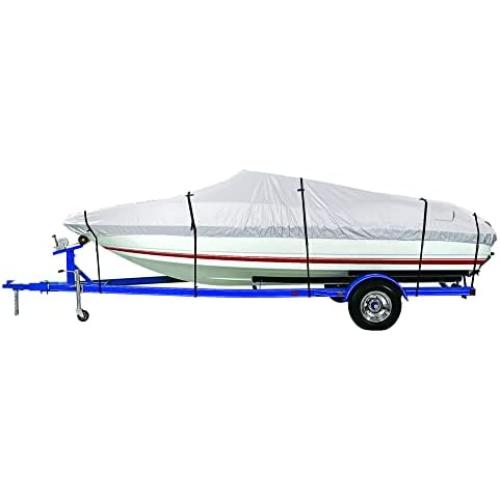 iCOVER Trailerable Boat Cover- 12-14 Waterproof Heavy Duty Marine Grade Polyester, Fits V-Hull,Fish&Ski,Pro-Style,Fishing Boat,Runabout,Bass Boat, up to 12ft-14ft Long and 68