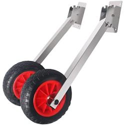 XinKunmarine Stainless Steel Inflatable Boat Launching Wheels Set, Removable Transom Launch Wheels - Fits Any Transom Boat - Heavy Duty CNC Cut Bracket, Support Up to 600lbs