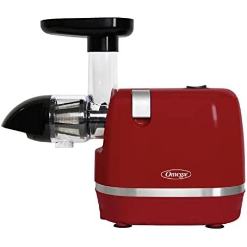 Omega H3000RED Cold Press 365 Juicer Slow Masticating Extractor Creates Delicious Fruit Vegetable and Leafy Green High Juice Yield and Preserves Nutritional Value, 150-Watt, Red