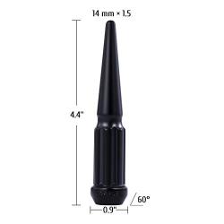 14x1.5 Lug Nuts Black 32 Piece, M14x1.5 Spike Lug Nuts Wheel Accessories Compatible with Chevy Ram Ford GMC