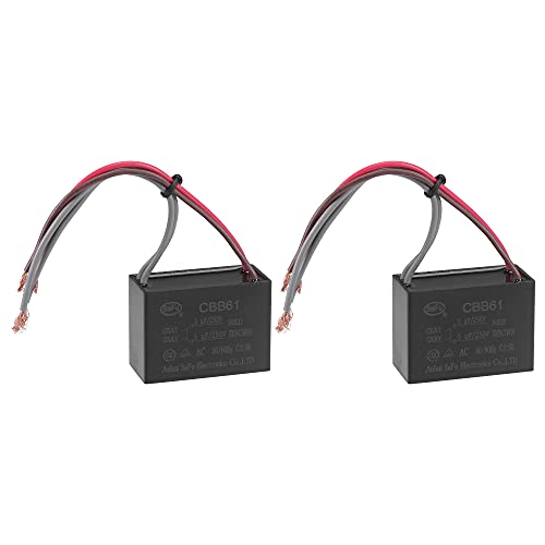 uxcell Ceiling Fan Capacitor CBB61 5/5uF 250V AC 4 Wires Metallized Polypropylene Film Capacitor 48x34x22mm for Electric Fan Pump Motor Generator 2Pcs