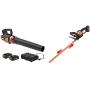 WORX WG584 40V Power Share Turbine Cordless Leaf Blower with Brushless Motor (2x20V Batteries) & WG261 20V Power Share 22-Inch Cordless Hedge Trimmer, Battery and Charger Included, Black and Orange