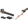WORX WG584 40V Power Share Turbine Cordless Leaf Blower with Brushless Motor (2x20V Batteries) & WG261 20V Power Share 22-Inch Cordless Hedge Trimmer, Battery and Charger Included, Black and Orange