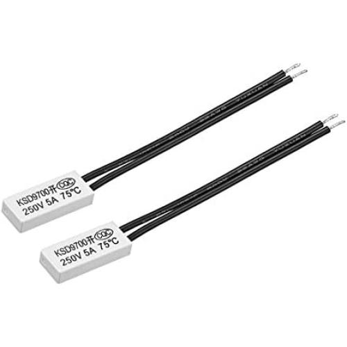 uxcell KSD9700 Thermostat, 75℃ Normally Open Temperature Switch, N.O 5A Thermal Switch Temperature Controller 2pcs