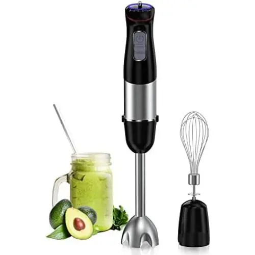 Immersion Blender, 2-in-1 Multi-Purpose Hand Blender, 500W Multifunctional Hand Blender with Whisk, 6-Speed and Turbo Mode, 304 Stainless Steel Handheld Stick Blender for Smoothies, Puree Baby Food and Soups