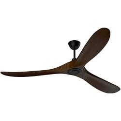 CLUGOJ Ceiling Fan, Outdoor Ceiling Fan with Remote Control 60 Modern Ceiling Fan with 3 Wood Dark Walnut Blades Noiseless Energy Efficient DC Motor and Matte Black