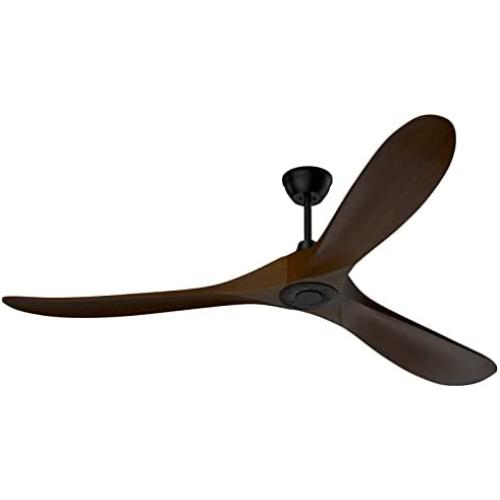 CLUGOJ Ceiling Fan, Outdoor Ceiling Fan with Remote Control 60 Modern Ceiling Fan with 3 Wood Dark Walnut Blades Noiseless Energy Efficient DC Motor and Matte Black