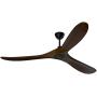 CLUGOJ Ceiling Fan, Outdoor Ceiling Fan with Remote Control 60 Modern Ceiling Fan with 3 Wood Dark Walnut Blades Noiseless Energy Efficient DC Motor and Matte Black
