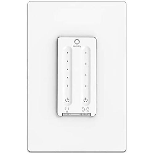 Smart Fan Control, Lumary Wi-Fi 4 Speed Ceiling Fan Wall Control with Light Dimmer Switch Compatible with Alexa & Google Assistant, Neutral Wire Needed, NO Hub Required