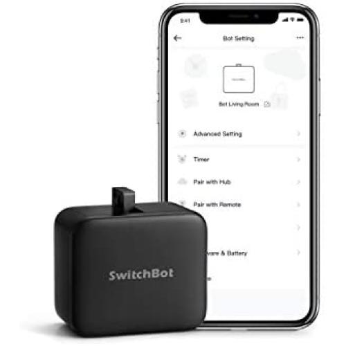 SwitchBot Smart Switch Button Pusher - No Wiring, Wireless App or Timer Control, Add SwitchBot Hub Mini to Make it Compatible with Alexa, Google Home, IFTTT (black)